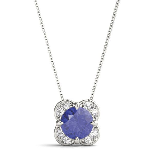 Lab Grown Prong Set Round Halo Pendant