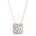 Natural Diamond Prong Set Round Halo Pendant