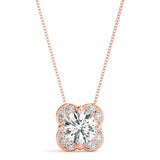 Natural Diamond Prong Set Round Halo Pendant