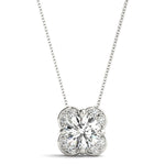Natural Diamond Prong Set Round Halo Pendant