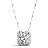 Natural Diamond Prong Set Round Halo Pendant