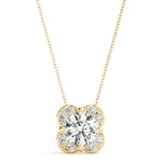 Natural Diamond Prong Set Round Halo Pendant