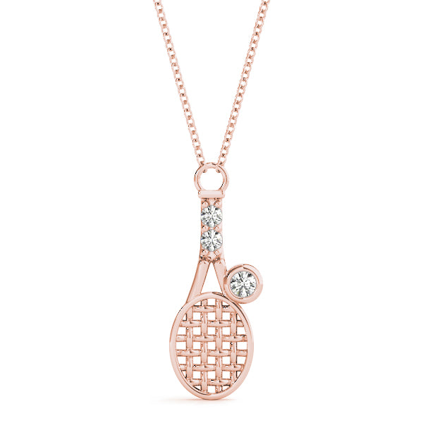 Natural Diamond Bezel Tennis Racket Shape Pendant