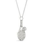 Natural Diamond Bezel Tennis Racket Shape Pendant