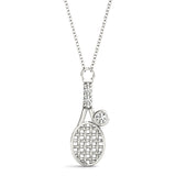 Natural Diamond Bezel Tennis Racket Shape Pendant