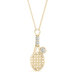 Natural Diamond Bezel Tennis Racket Shape Pendant