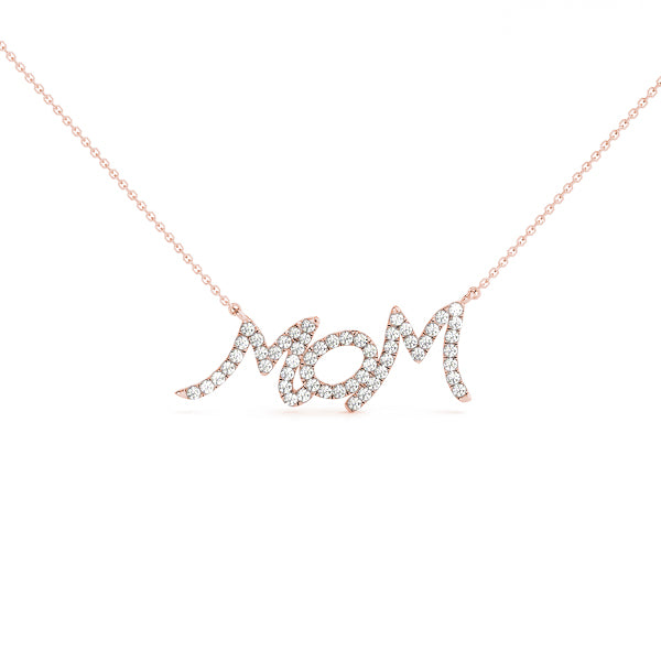 Natural Diamond MOM PENDANT-SCRIPT