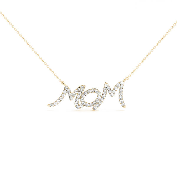 Natural Diamond MOM PENDANT-SCRIPT