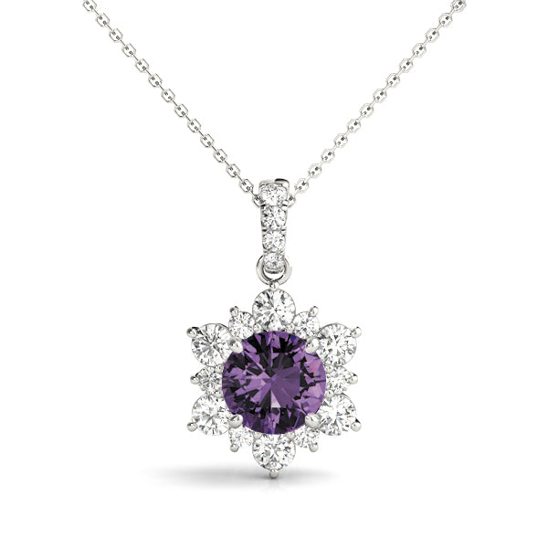 Round Floral Halo Pendant