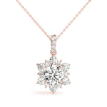 Natural Diamond Round Floral Halo Pendant