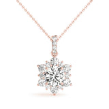 Natural Diamond Round Floral Halo Pendant