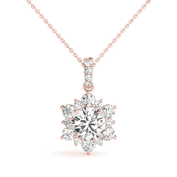 Natural Diamond Round Floral Halo Pendant