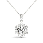 Natural Diamond Round Floral Halo Pendant