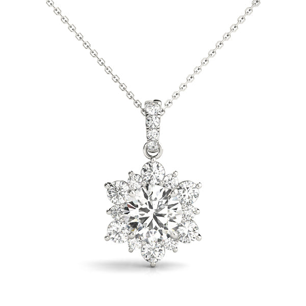 Natural Diamond Round Floral Halo Pendant