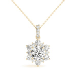Natural Diamond Round Floral Halo Pendant