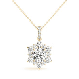 Natural Diamond Round Floral Halo Pendant