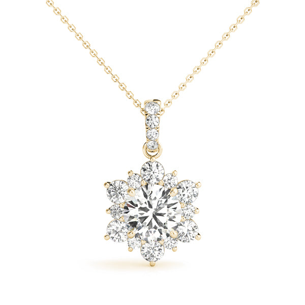 Natural Diamond Round Floral Halo Pendant
