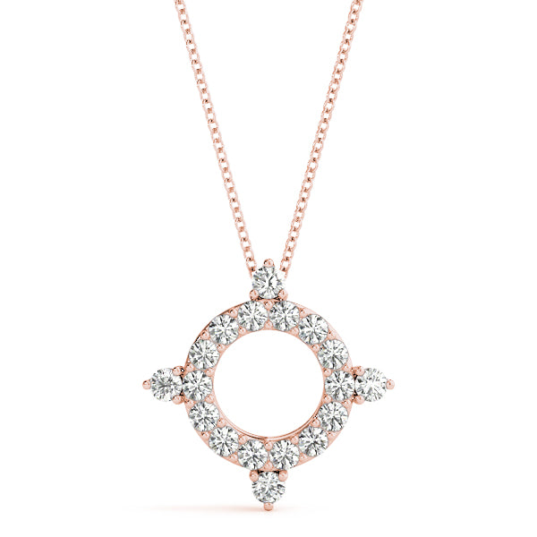 Natural Diamond Circle Shape Prong Set Fashion Pendant