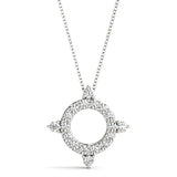 Natural Diamond Circle Shape Prong Set Fashion Pendant
