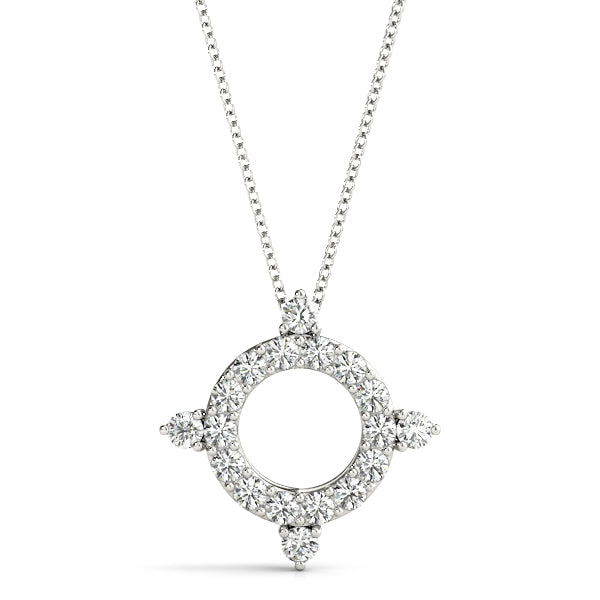 Natural Diamond Circle Shape Prong Set Fashion Pendant