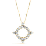 Natural Diamond Circle Shape Prong Set Fashion Pendant