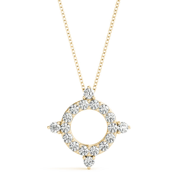 Natural Diamond Circle Shape Prong Set Fashion Pendant