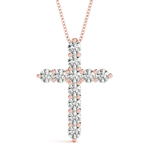 Natural Diamond Shared Prong Cross Pendant