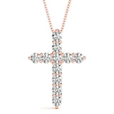 Natural Diamond Shared Prong Cross Pendant