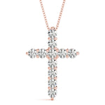 Natural Diamond Shared Prong Cross Pendant