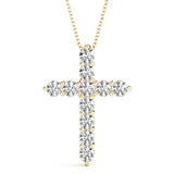 Natural Diamond Shared Prong Cross Pendant
