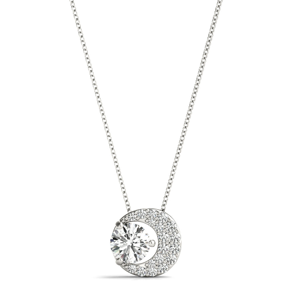 Natural Diamond Crescent Moon Fashion Pendant