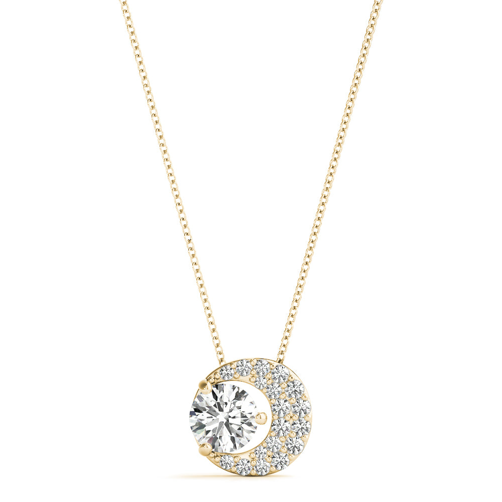 Natural Diamond Crescent Moon Fashion Pendant