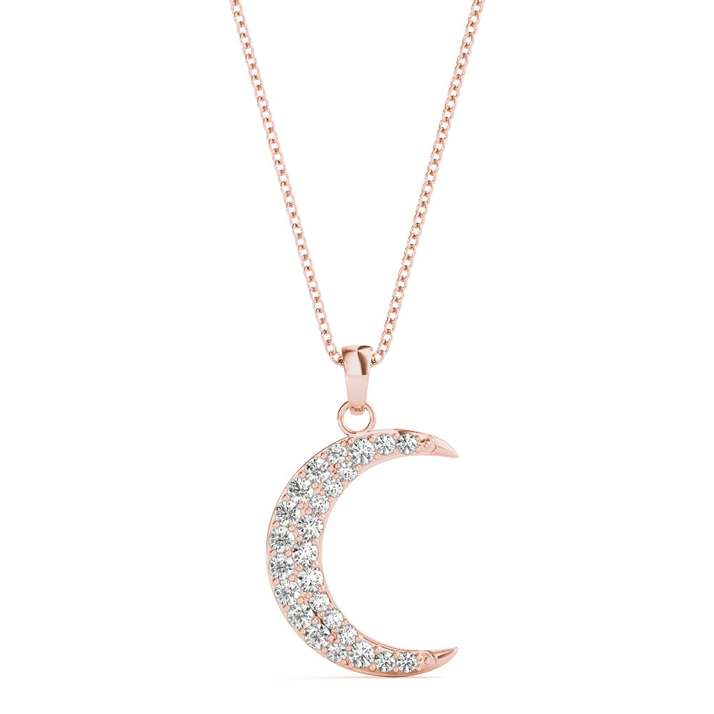 Natural Diamond Half Moon Pendants