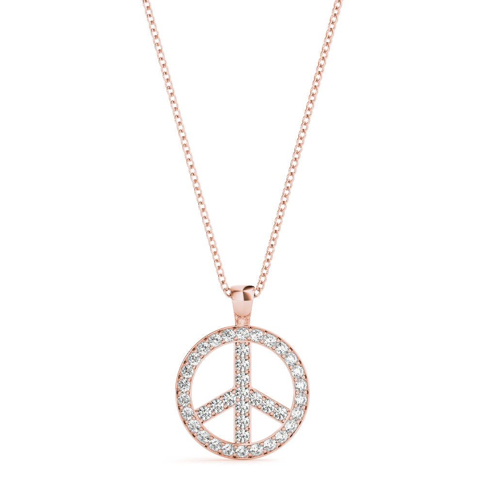 Natural Diamond Peace Sign Fashion Pendant
