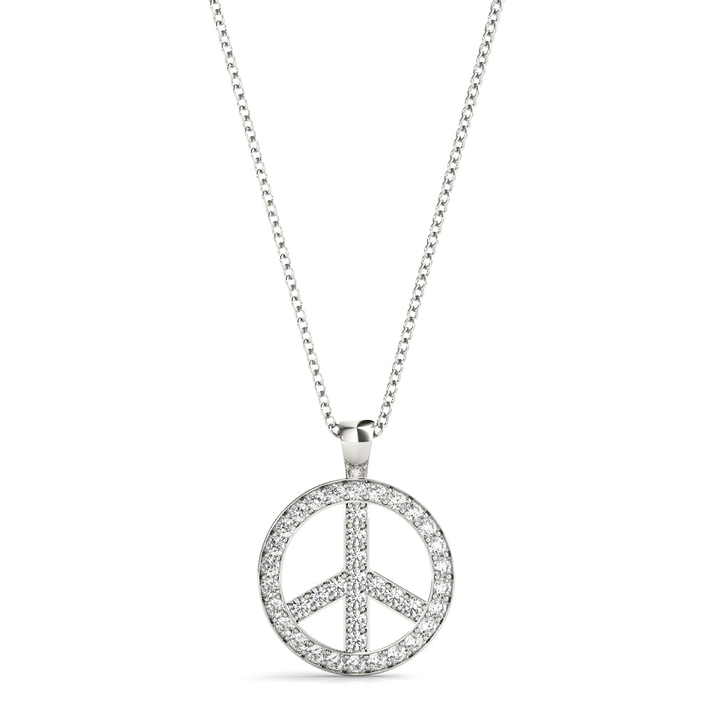 Natural Diamond Peace Sign Fashion Pendant