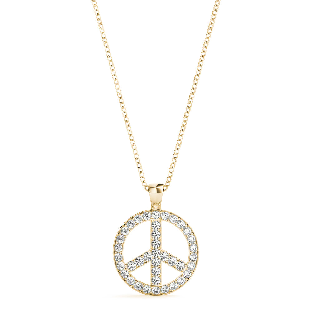 Natural Diamond Peace Sign Fashion Pendant