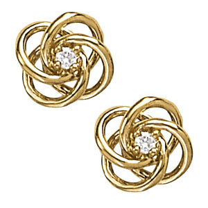Natural Diamond Love Knot Earring Studs