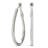 Natural Diamond Tear Drop Hoop Earrings