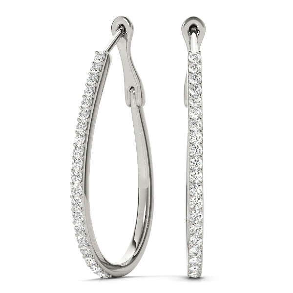 Natural Diamond Tear Drop Hoop Earrings