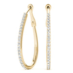 Natural Diamond Tear Drop Hoop Earrings