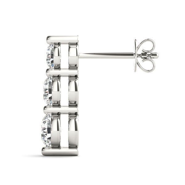 Lab Grown Single Shared Prong Drop Earrings