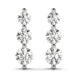 Lab Grown Single Shared Prong Drop Earrings