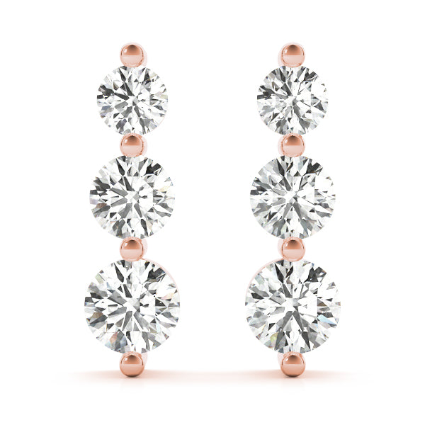 Single Shared Prong Drop Earrings