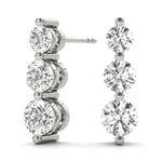Single Shared Prong Drop Earrings