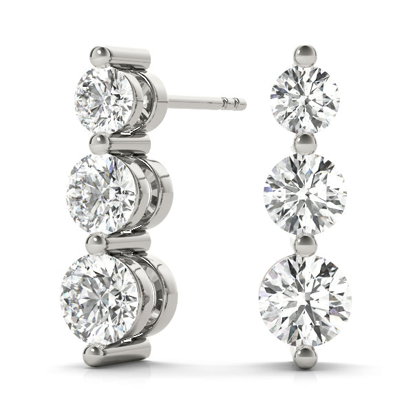 Single Shared Prong Drop Earrings