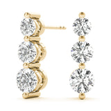 Single Shared Prong Drop Earrings
