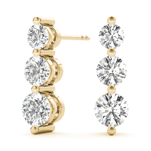 Single Shared Prong Drop Earrings
