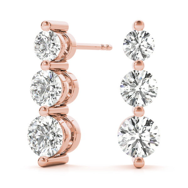 Single Shared Prong Drop Earrings