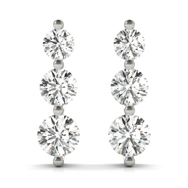 Single Shared Prong Drop Earrings