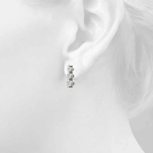 Single Shared Prong Drop Earrings